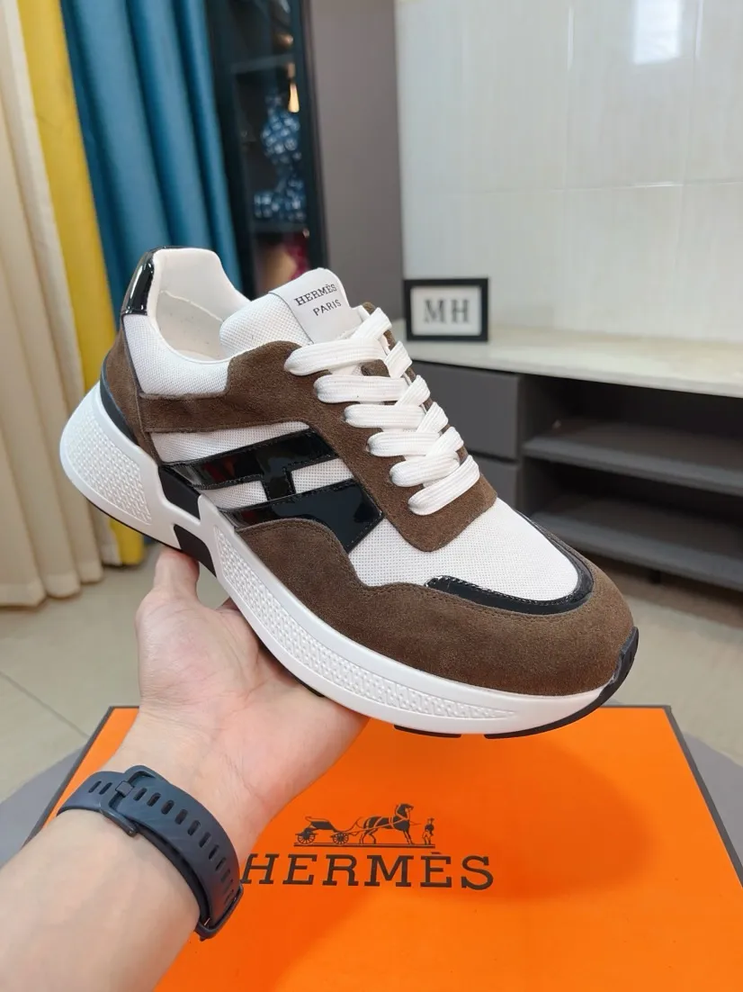Men's shoes💰580🌸🌸【HERMES】Hermès high-end quality original shoe upper: 🔝tumbled calfskin, suede calfskin, shoe body sewn H totem, outsole: ultra-light TPU foam·rubber; two-color molded outsole, ultra-high quality control·fine workmanship: highlighting (high-end·luxury·grade) 38-44 (45 can be customized)